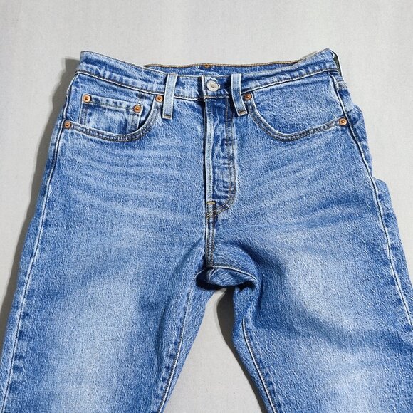 Levi's 501 S Skinny Classic jeans women's size W26/L28 medium washed denim blue - Picture 2 of 15